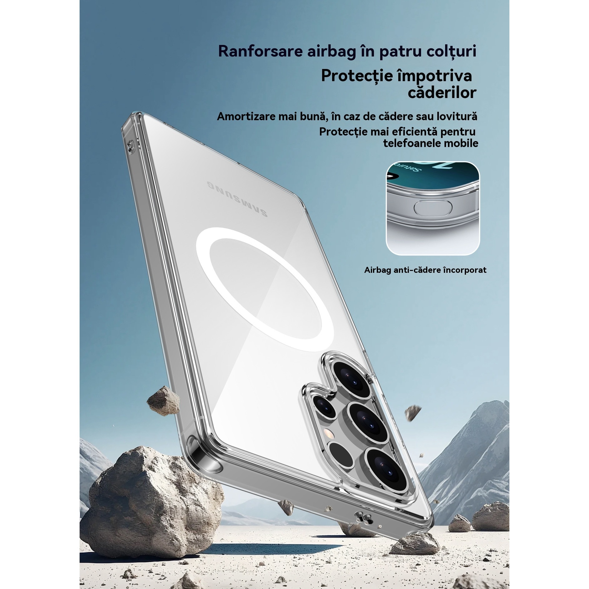 Husa telefon, Pentru Samsung Galaxy S25, 360°, alb transparent, TPU+PC