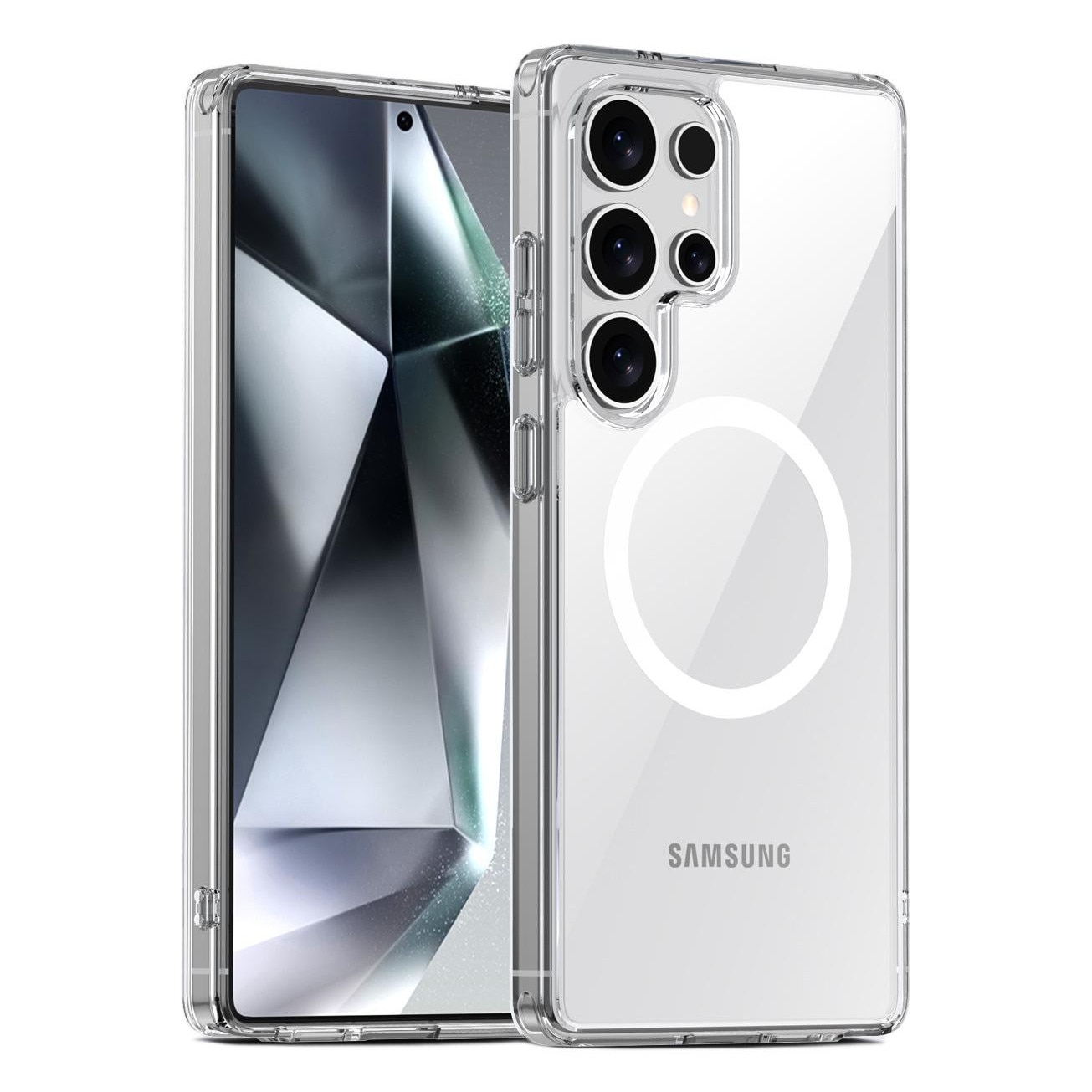 Husa telefon, Pentru Samsung Galaxy S25, 360°, alb transparent, TPU+PC