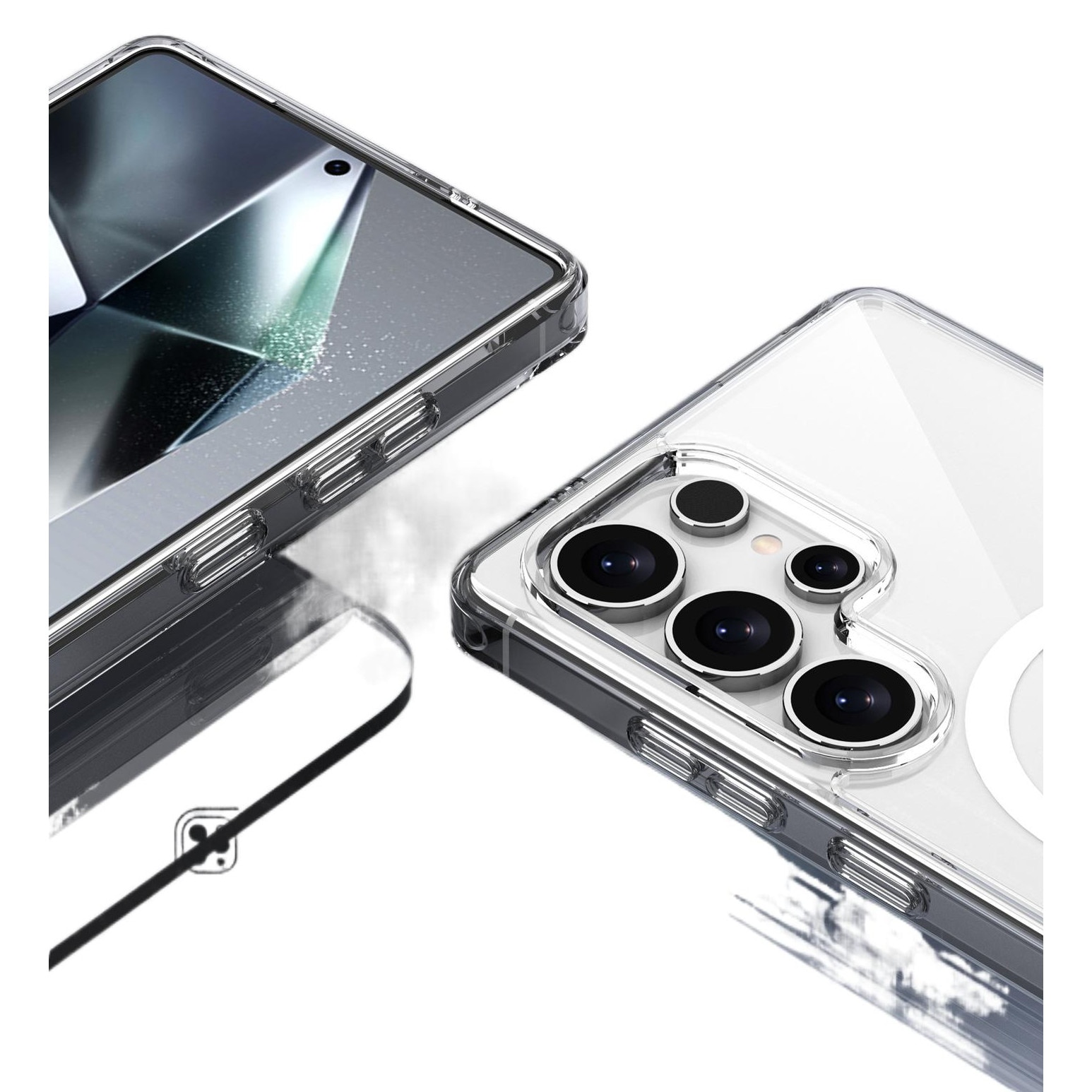Husa telefon, Pentru Samsung Galaxy S25, 360°, alb transparent, TPU+PC
