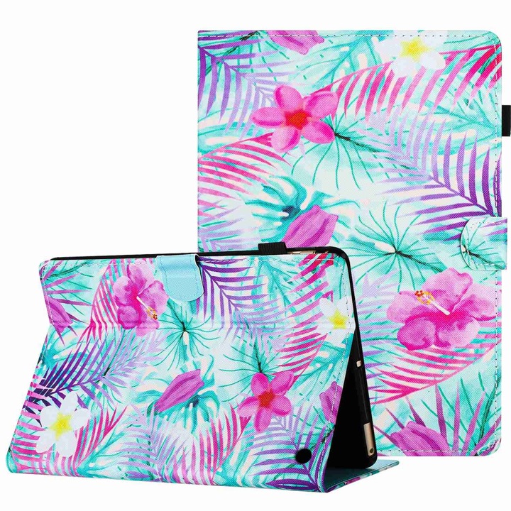 Калъф за таблет Amazon Kindle Fire Max 11, рисуван модел с елегантни кожени шевове (бугенвилия)