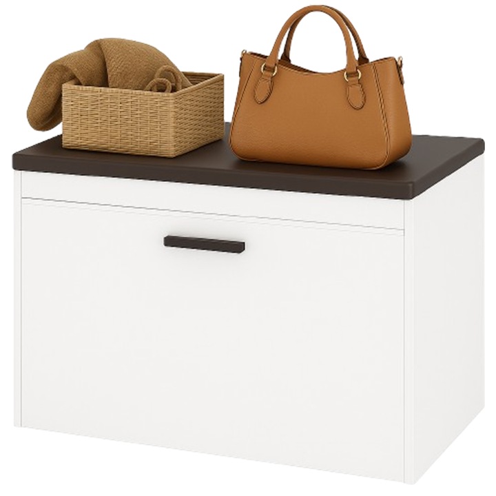 Dulap de pantofi alb cu scaun si depozitare in stil scandinav modern Rebiko