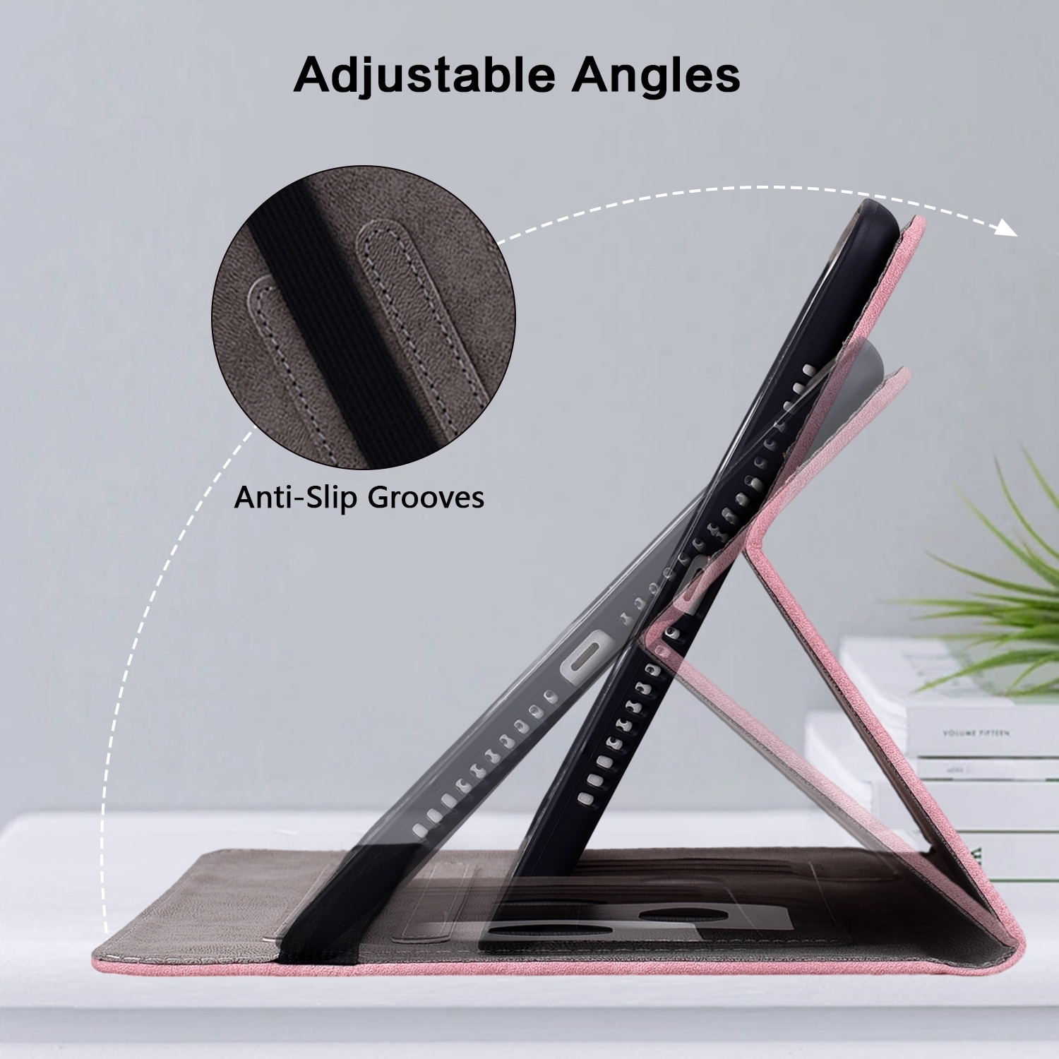 Husa tableta pentru Amazon Kindle Paperwhite 5 2024, piele embosata cu fluturi, tip carte cu suport, inchidere magnetica, roz