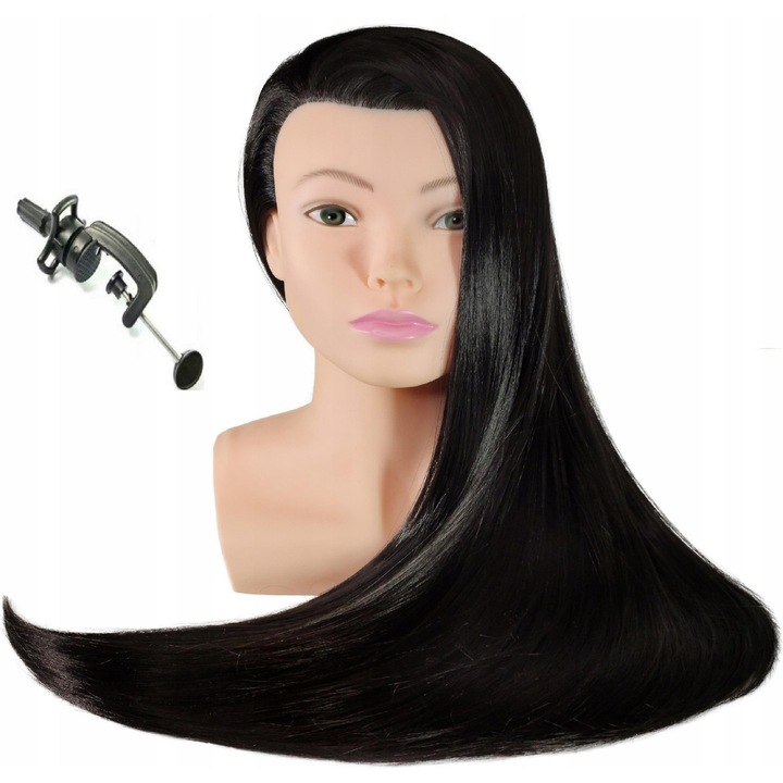 Cap practica pentru coafura, Calissimo, par sintetic, negru, 70cm