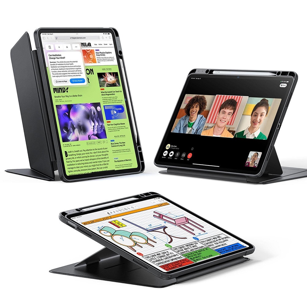 Husa pentru iPad Air 13 (2024 2025) ESR - Flip Hybrid Folio cu functie sleep / wake-up tip stand si slot pentru stylus - Negru
