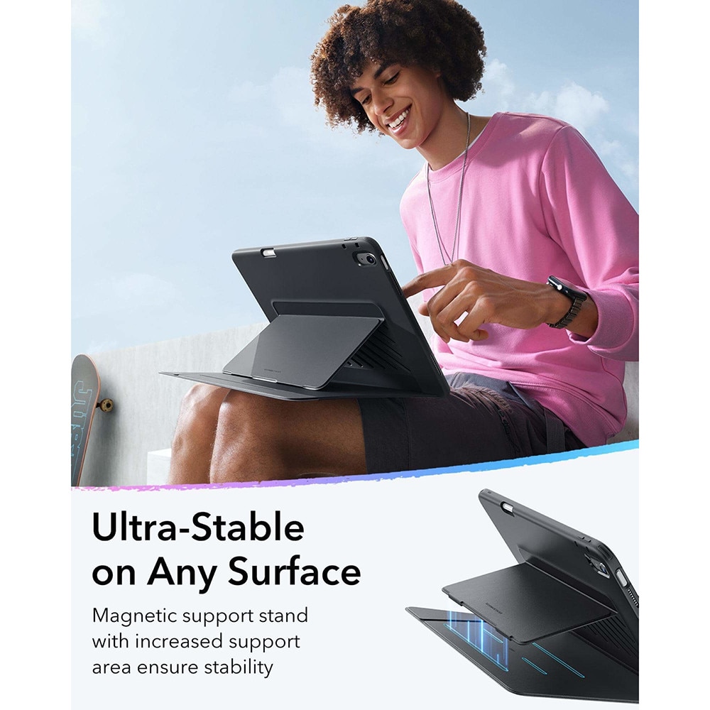 Husa pentru iPad Air 13 (2024 2025) ESR - Flip Hybrid Folio cu functie sleep / wake-up tip stand si slot pentru stylus - Negru