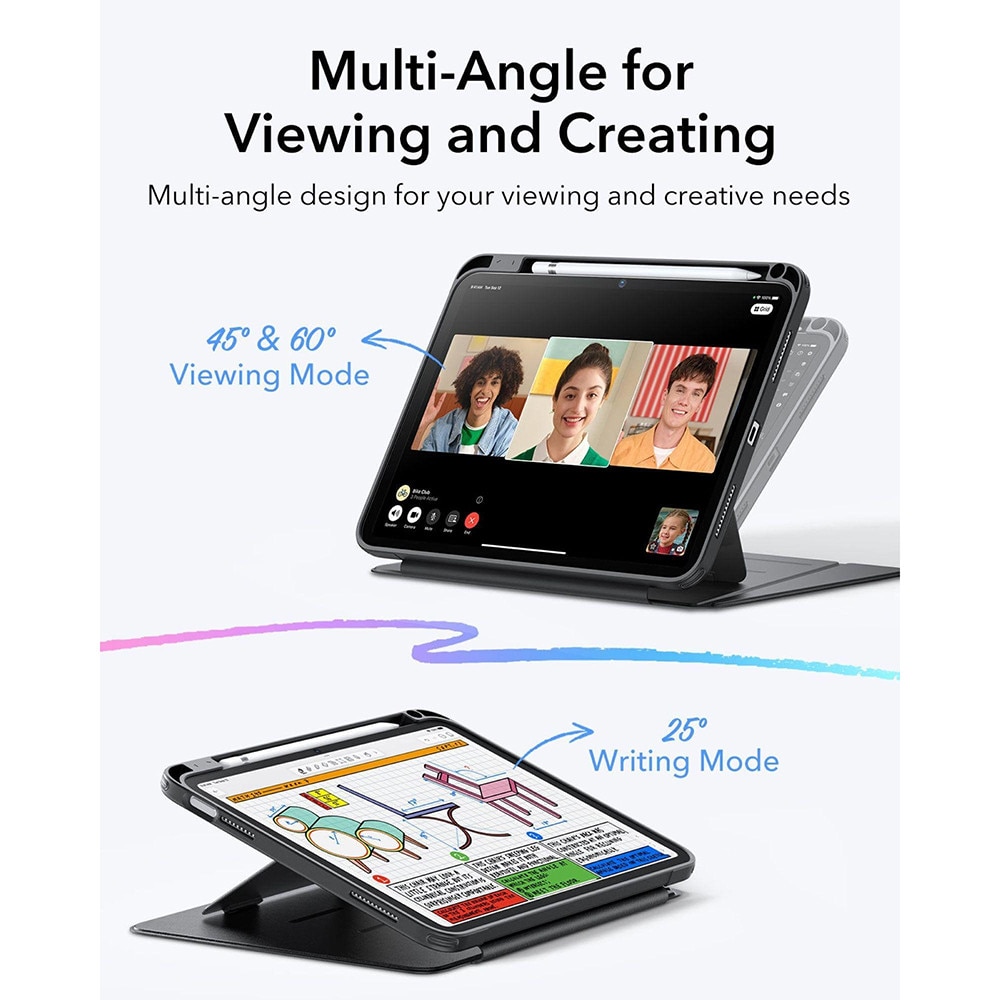 Husa pentru iPad 11 2025 ESR - Flip Hybrid Folio cu functie sleep / wake-up tip stand si slot pentru stylus - Negru