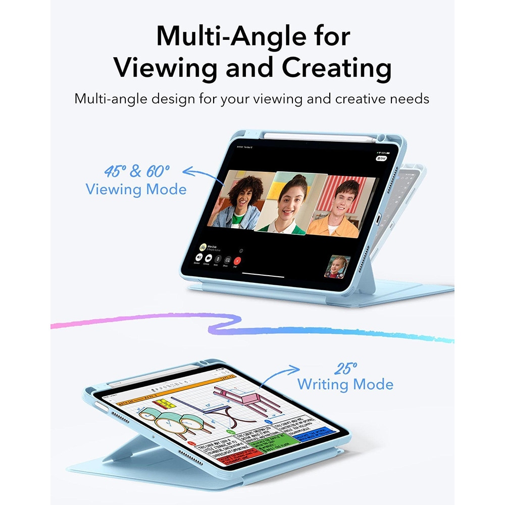Husa pentru iPad Air 11 2024 / 2025 M2 M3 ESR - Flip Hybrid Folio cu functie sleep / wake-up tip stand si slot pentru stylus - Albastru
