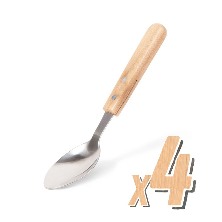 4 darabos fa nyéllel ellátott grillkanál készlet