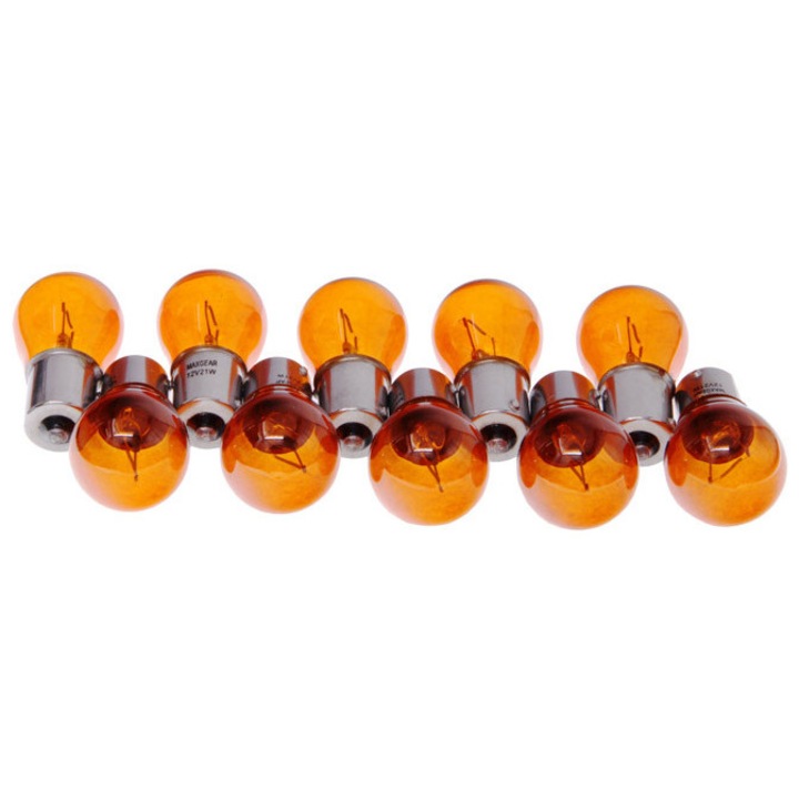 Автомобилни крушки MAXGEAR P21W 12V/21W BA15S оранжеви комплект 10 броя
