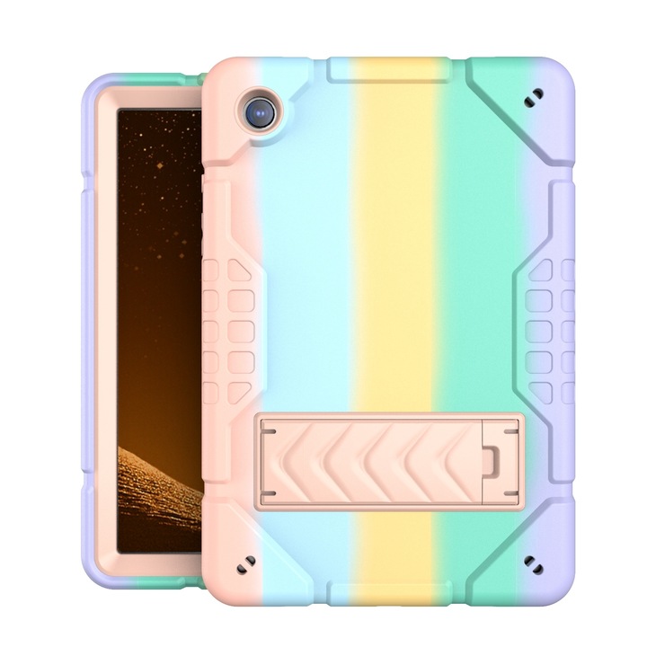 Husa tableta compatibila cu Samsung Galaxy Tab A8, silicon hibrid PC, suport, armor, gradient aurie