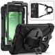 Husa tableta compatibila cu Samsung Galaxy Tab Active5 X300, silicon hibrid PC cu prindere rotativa si curea pentru umar, Negru