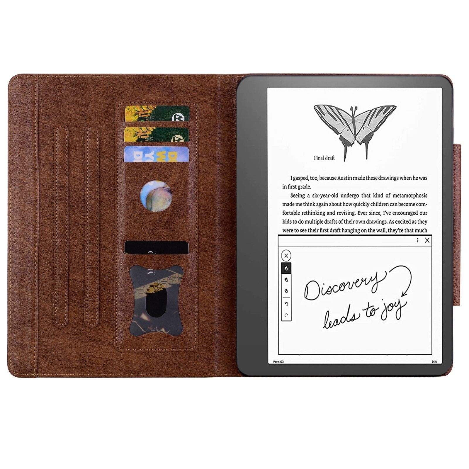 Husa tableta pentru Amazon Kindle Scribe 10.2 inch 2022, piele cu catarama, capac tip carte, culoare maro
