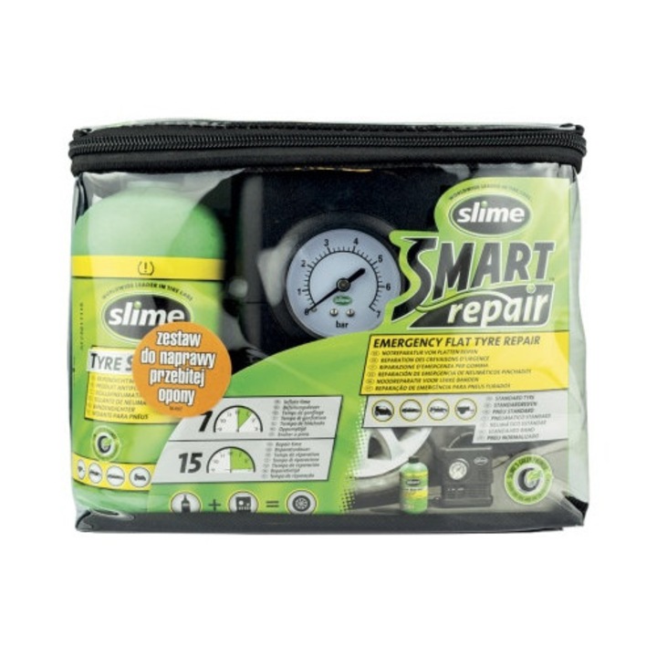 Интелигентен комплект за ремонт на гуми, SLIME, автомобилна козметика
