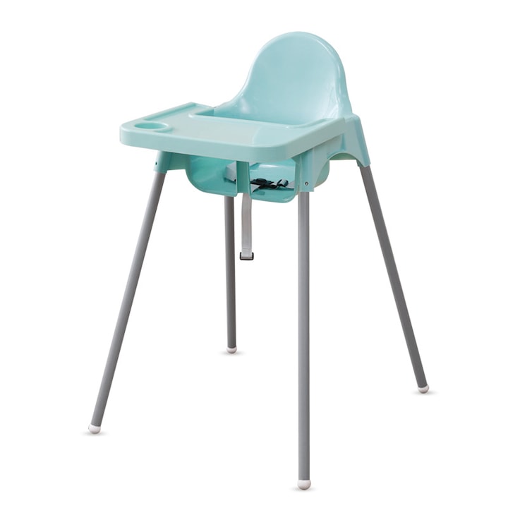 Scaun de Masa, Flippy, pentru Bebelusi si Copii 6-36 Luni, din Plastic/Metal, Centura in 2 Puncte, Tava Detasabila, 63 x 57 x 85 cm, Albastru