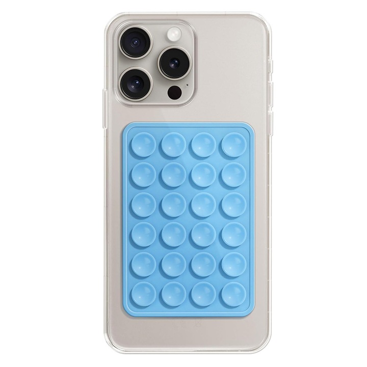 Asztali telefontartó Phone Holder (SE PAD) tapadókorong szelfikhez, szilikon, öntapadós rögzítés, téglalap alakú, kék