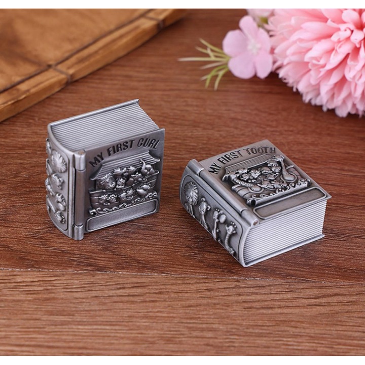 Set doua cutiute/casete, BLA BLA FOAM®, primul dinte, prima suvita de par, amintire, accesorii botez/mot