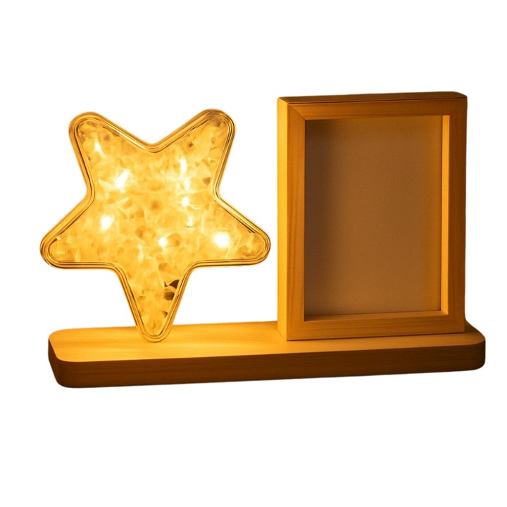 Rama Foto cu Lampa de birou, Iluminare LED, Alimentare USB, 3 moduri de iluminare, Reglarea intensitatii luminii, Control tactil