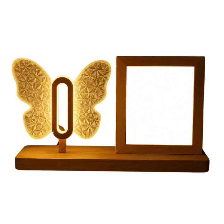 Rama Foto cu Lampa de birou, Iluminare LED, Alimentare USB, 3 moduri de iluminare, Reglarea intensitatii luminii, Control tactil