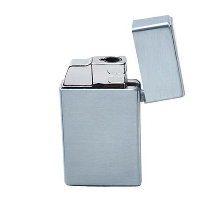 Bricheta cu Gaz, Forma Modern Metalica, Antivant, Reincarcabila, Gri, 6 cm, Dalimag