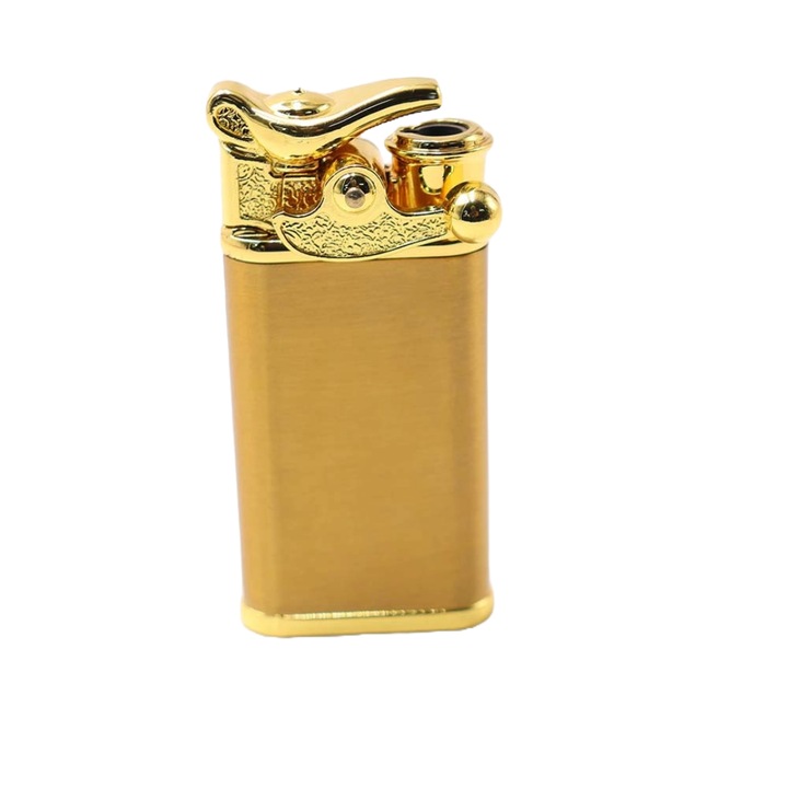 Bricheta Modern Model Lampa Lui Aladin, cu Doua Flacari, Antivant, Reincarcabila, Auriu, 80 mm, Dalimag