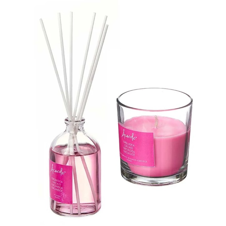 Folyékony légfrissítő készlet 100 ml és illatos gyertya 30 óra, orchidea aroma