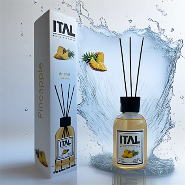 Ароматизатор за стая, ITAL, Бамбукови пръчици, парфюм Pinneaple, 110 мл