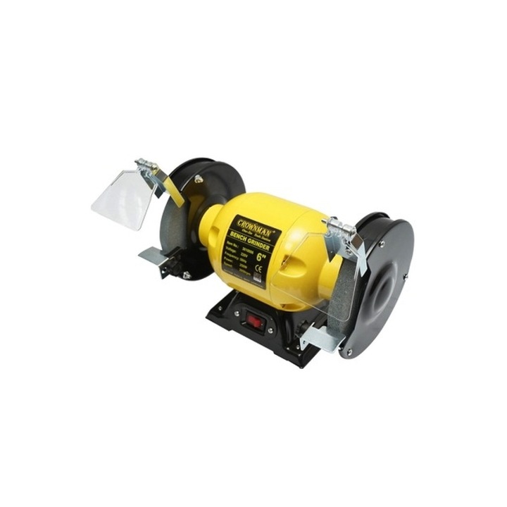 Настолна шлайфмашина 250W, 220V абразивен диск 150x16x12.7 мм, скорост на въртене 2950 об/мин Crownman