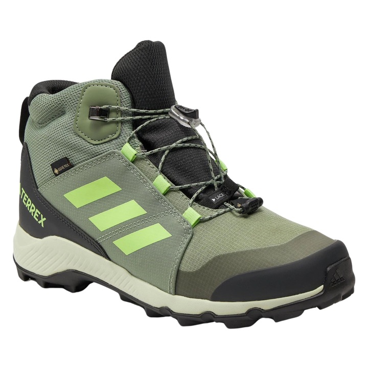 Детски туристически обувки Adidas TERREX Mid Gtx K, зелени, водоустойчиви, гумена подметка, 40 EU