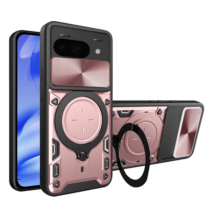 Husa antisoc pentru Google Pixel 9a cu protectie camera, Accesorio CamGuard Pro, Rose Gold