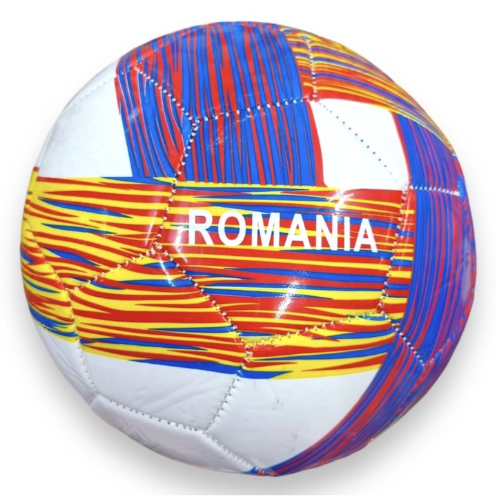 Minge de Fotbal, Marimea 5, Material PVC, Alb Tricolor Romania