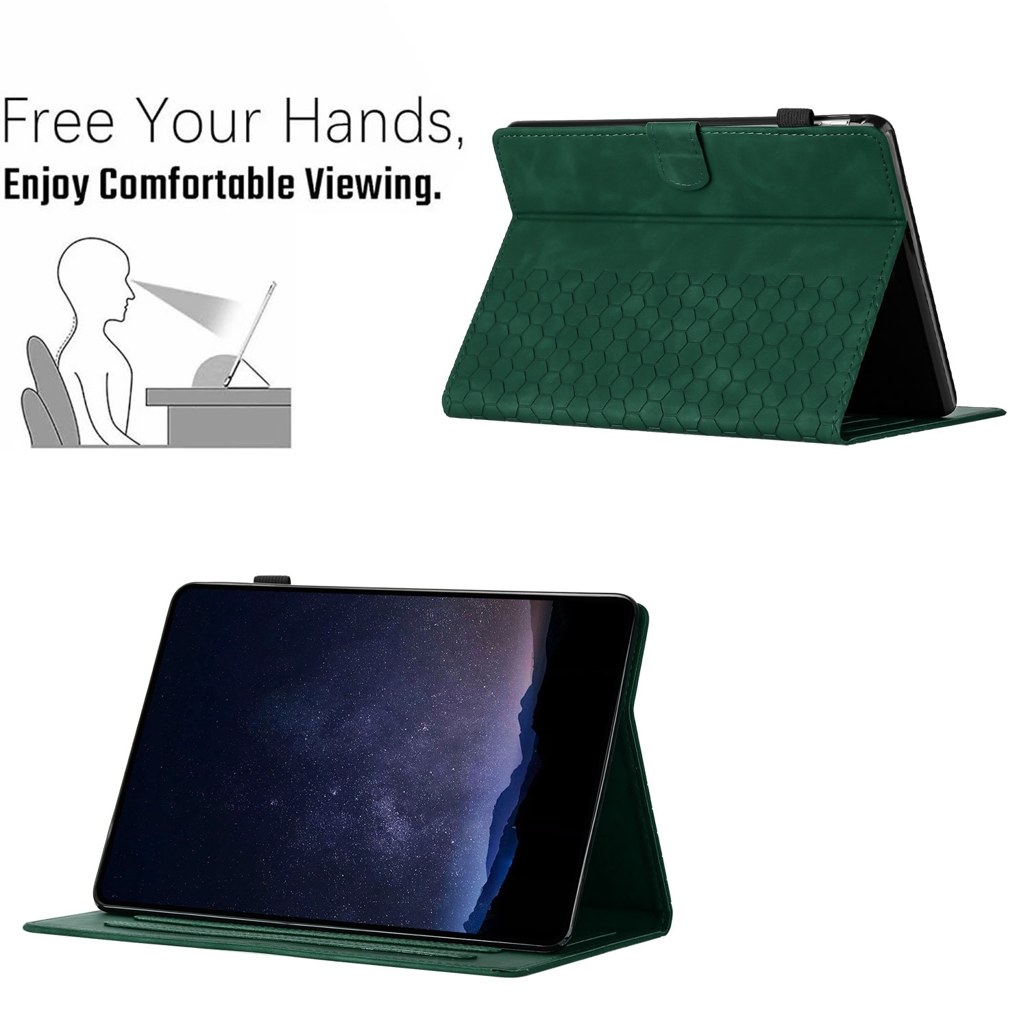 Husa tableta pentru Amazon Kindle Paperwhite 4 / 3 / 2 / 1, piele PU gravata cu model fagure, inteligenta, verde