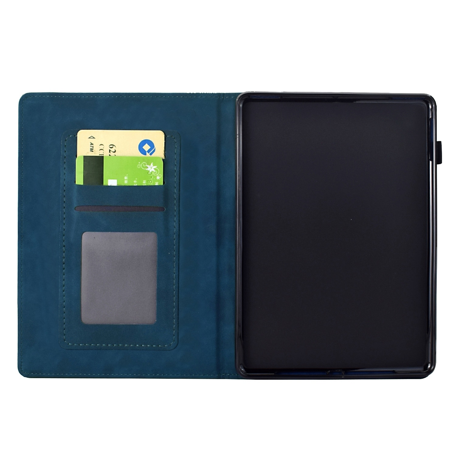 Husa tableta pentru Amazon Kindle Paperwhite 12th Gen 2024, piele gravata cu motive de pisici, tip carte inteligenta, inchidere magnetica, albastru inchis
