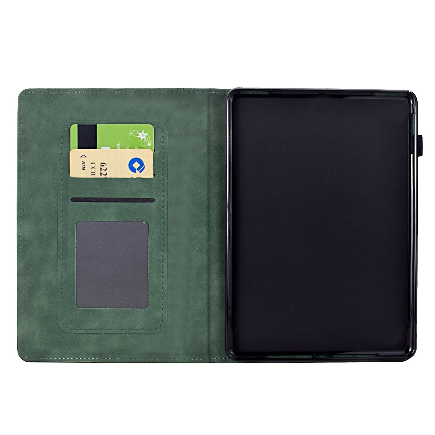Husa tableta pentru Amazon Kindle Paperwhite 4 / 3 / 2 / 1, piele gravata cu pisici, tip carte cu inchidere inteligenta, verde