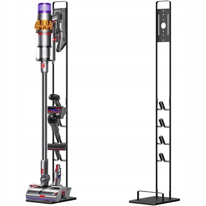 Suport pentru statie de incarcare aspirator, Rosfix, metal, negru, 20,5x27,5x127cm