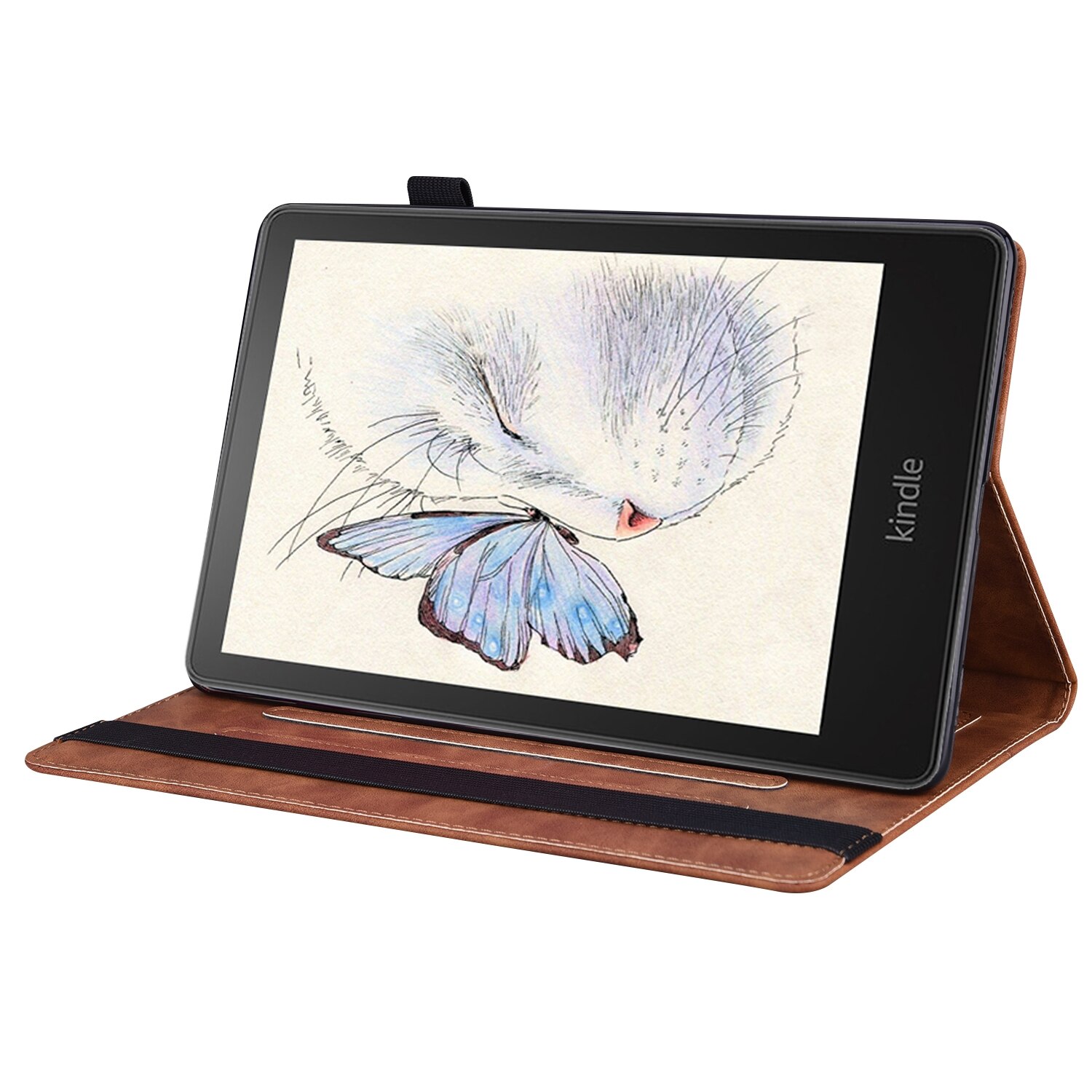 Husa tableta pentru Amazon Kindle Paperwhite 12th 2024, piele socanta splicing, maro