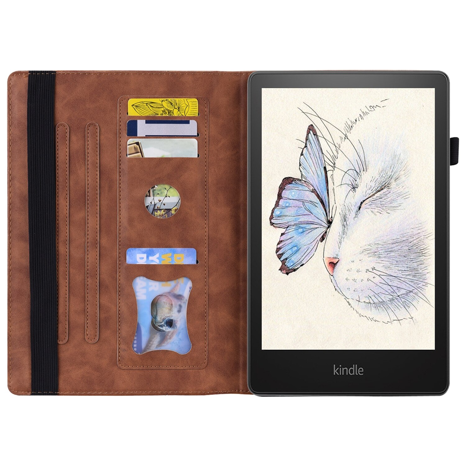 Husa tableta pentru Amazon Kindle Paperwhite 12th 2024, piele socanta splicing, maro