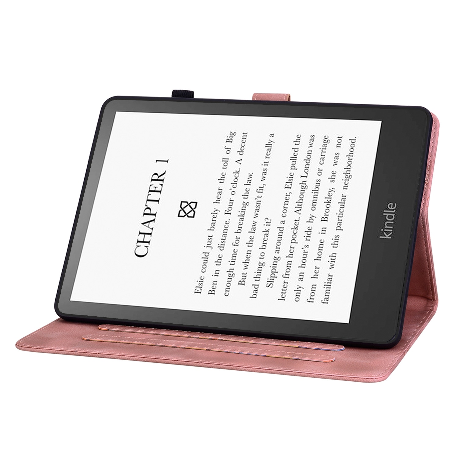 Husa tableta pentru Amazon Kindle Paperwhite 12th Gen 2024, piele embosata cu model floral, tip carte cu functie inteligenta, roz
