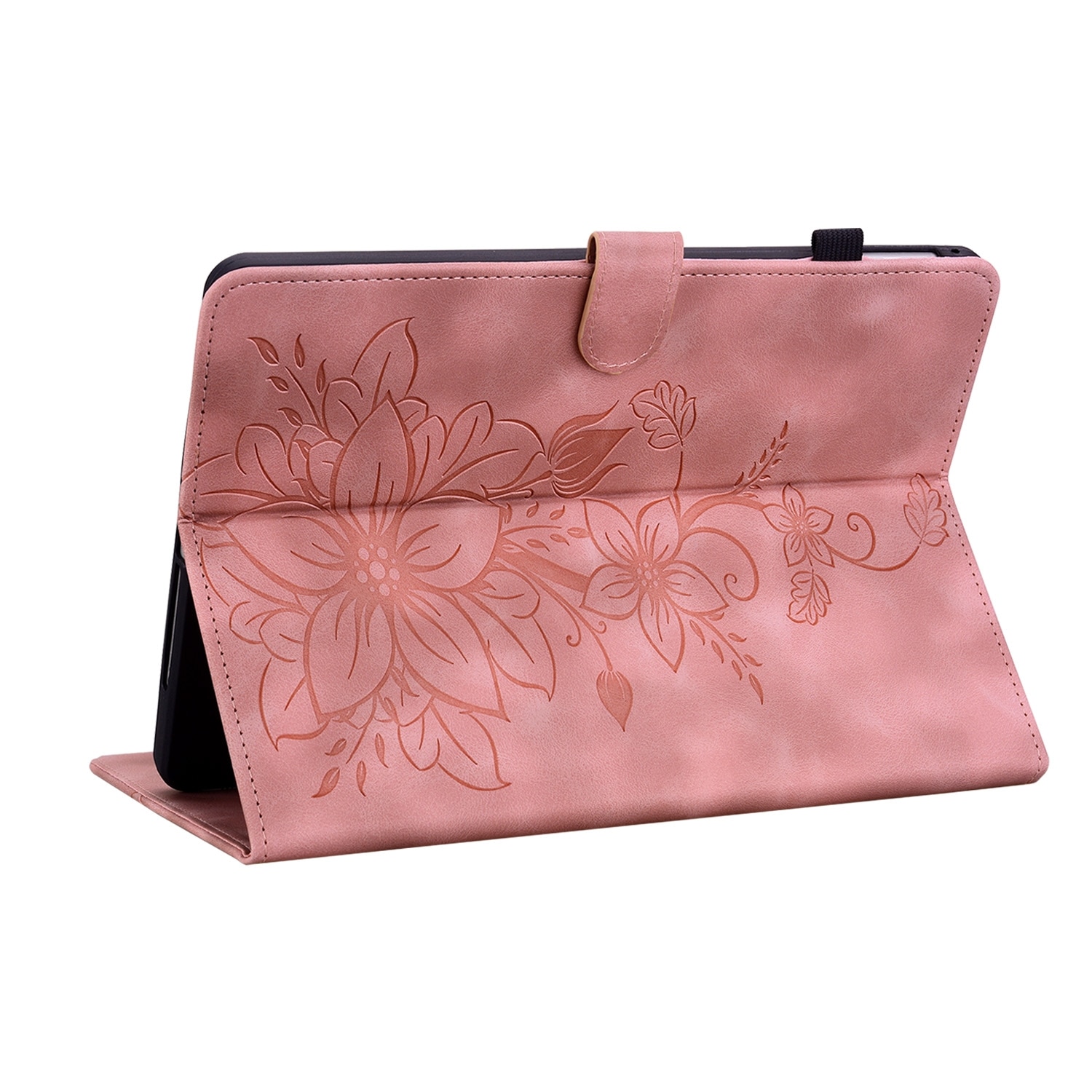 Husa tableta pentru Amazon Kindle Paperwhite 12th Gen 2024, piele embosata cu model floral, tip carte cu functie inteligenta, roz