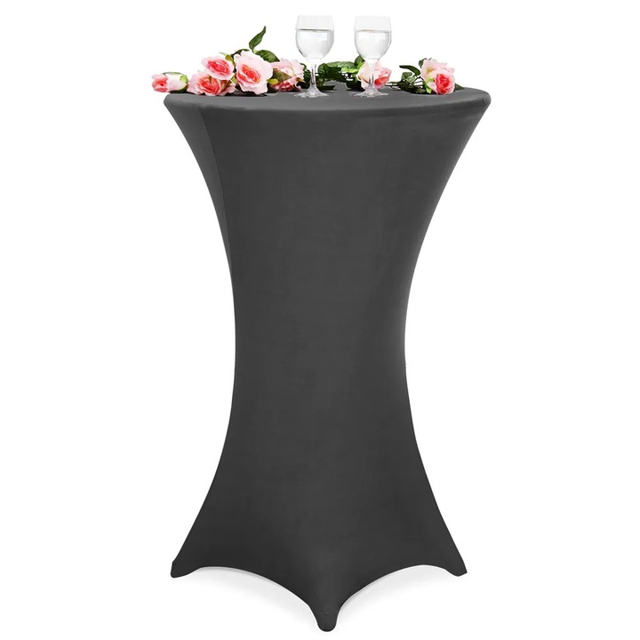 Rendezvényasztal-takaró, Detex, rugalmas borítás koktélasztalhoz, Ø60 - 65 cm, magasság 120 cm, szürke