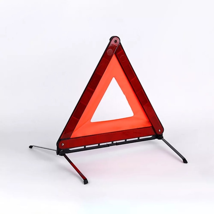 Triunghi reflectorizant de avertizare ECE R27 – pliabil, cu suport metalic si husa de transport