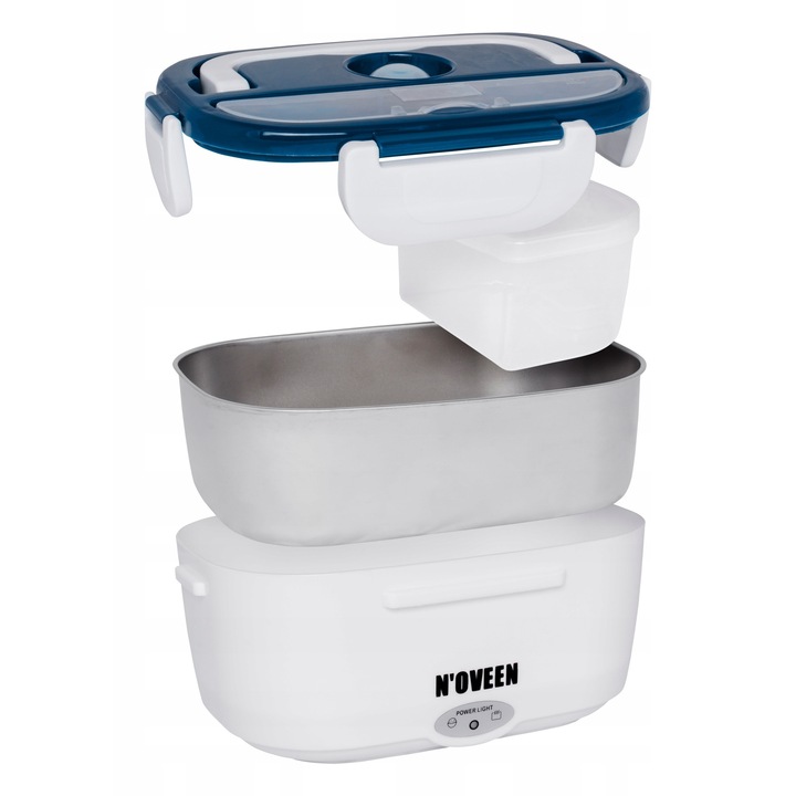 Cutie alimentara N'oveen LB430 1.1l, 2 recipiente, alimentare 230V si 12V, albastru inchis, set cu geanta termica