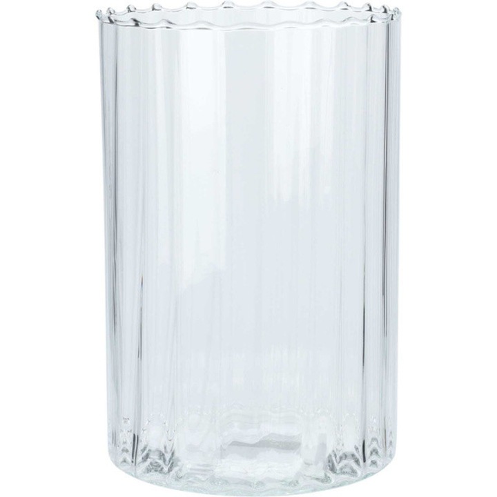 Vază cilindrică din sticlă, Home Styling Collection, efect optic, transparent, 18x28cm