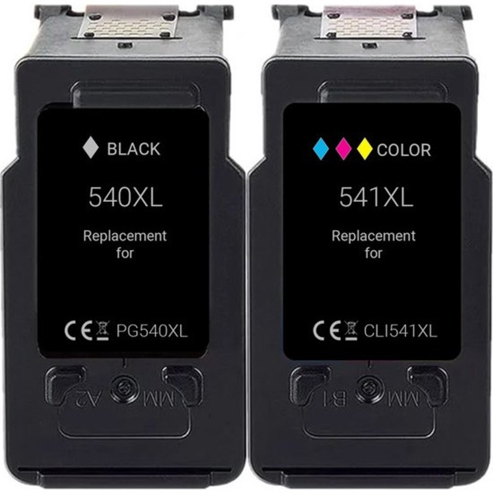 Kit de 2 Cartuse Cerneala PG540XL Black, CLI541XL Color Compatibile Canon Pixma MG 2100 Series, MG 2140, MG 2150, MG 2200, MG 2250, MG 2255, MG3150.MX435, MG3650, TS5100, MX 370 Series, MX 390 Series, MX520, MX530