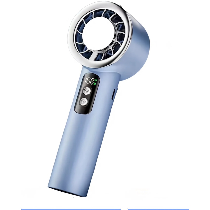 IceJet Pro kézi ventilátor, léghűtő, obszidián fekete, 18 cm, 5000 sebességfokozat, USB-C