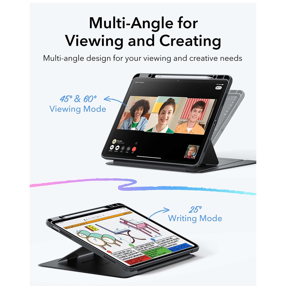 Husa pentru iPad Air 11 2024 / 2025 M2 M3 ESR - Flip Hybrid Folio cu functie sleep / wake-up tip stand si slot pentru stylus - Mov