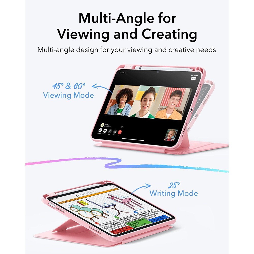 Husa pentru iPad 11 2025 ESR - Flip Hybrid Folio cu functie sleep / wake-up tip stand si slot pentru stylus - Roz