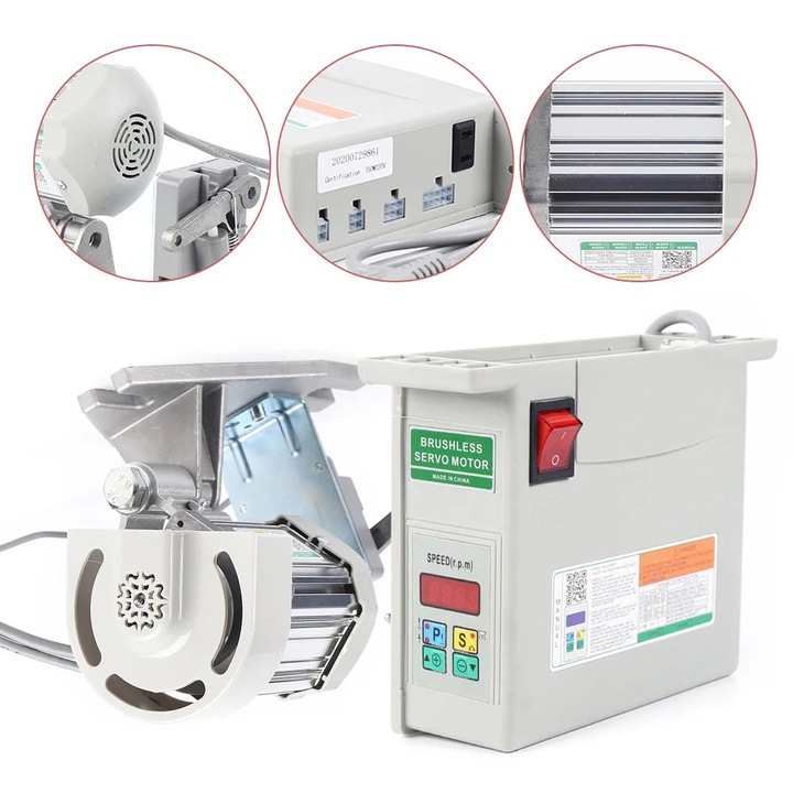Varrógép motor, 750W 220V, kefe nélküli szervomotor ipari használatra, fehér
