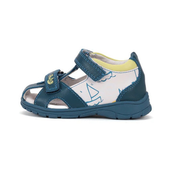 Sandale baieti, dd step - Ponte, DA05-5-1822A, Piele naturala cu talpa supinata, albastru, Albastru multicolor