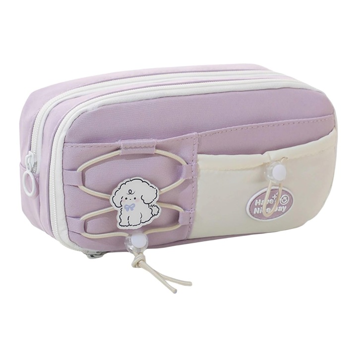 Penare TREXORA, capacitate mare, 8 buzunare, design dragut, impermeabil, 23x12x8cm, violet