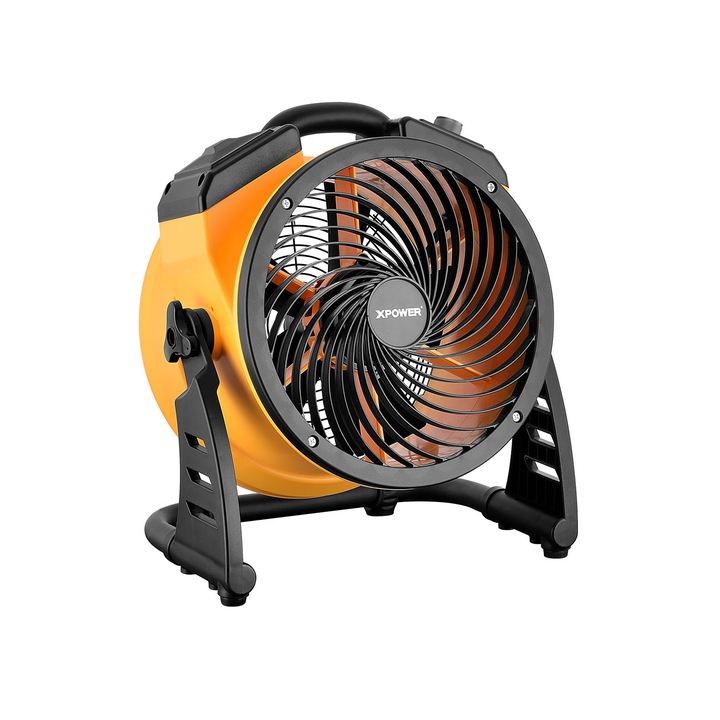 Ventilator de podea multifunctional XPower, reincarcabil industrial de inalta performanta, de mare viteza, pentru intreaga camera, circulator de aer, cu viteza variabila (portocaliu, FC-125B)